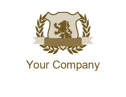 lion on shield logo with a wreath