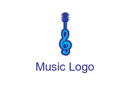 guitar with music notes logo