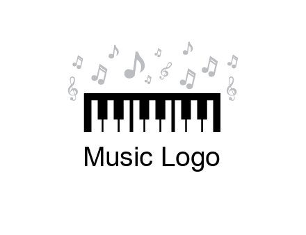 piano icon with music notes