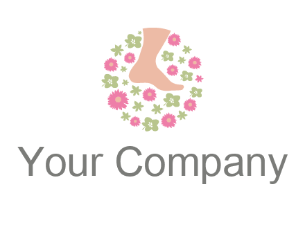 flowers and foot in circle spa logo