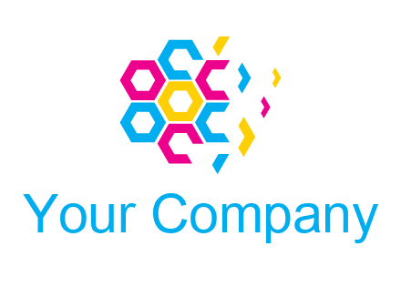 CMYK hexagon in flower shape printing logo