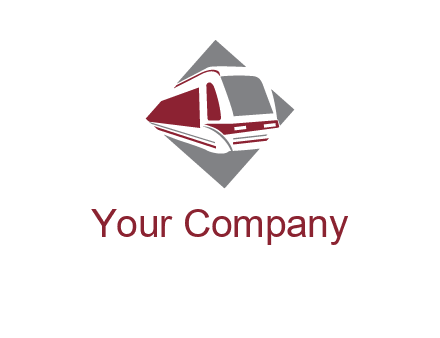 electric train in square transportation logo