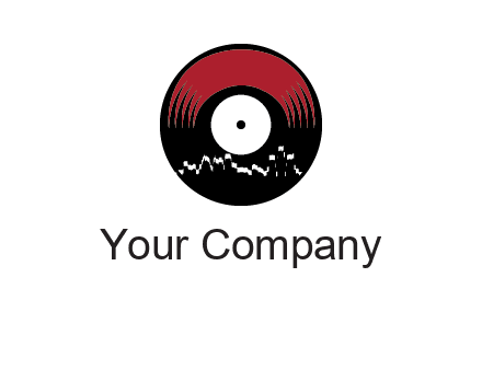 zigzag lines on music record logo illustration