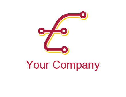 letter E made of tech wires logo