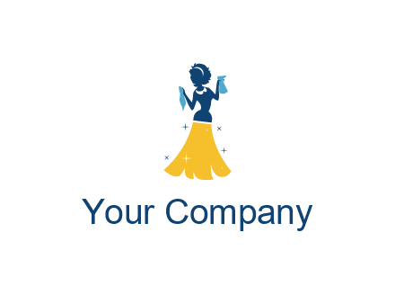 cleaning woman with broom logo