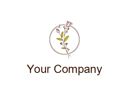 simple spa logo with flowers and buds growing on a stem