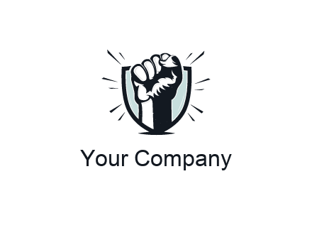raised fist in shield logo