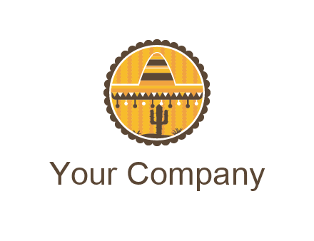 Mexican hat with cactus in circle
