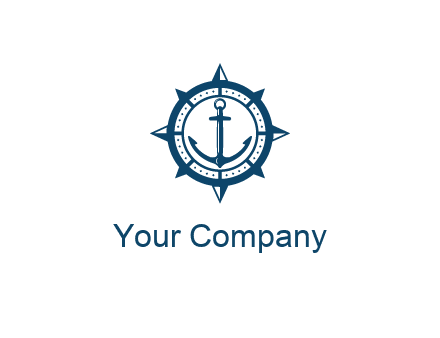 ship anchor in compass frame