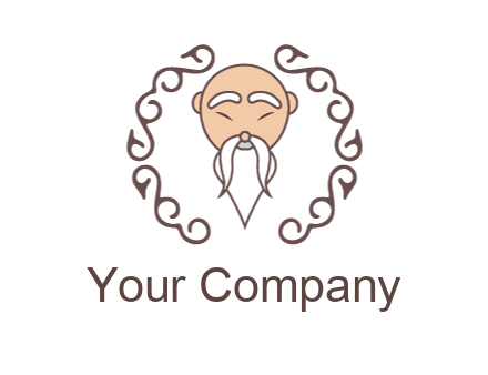 old man with long beard and mustache with swirl pattern