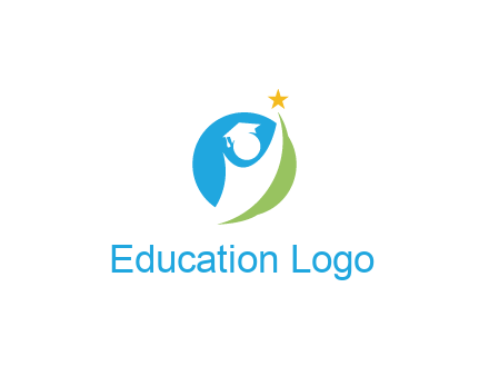 negative spacing student icon in circle with star