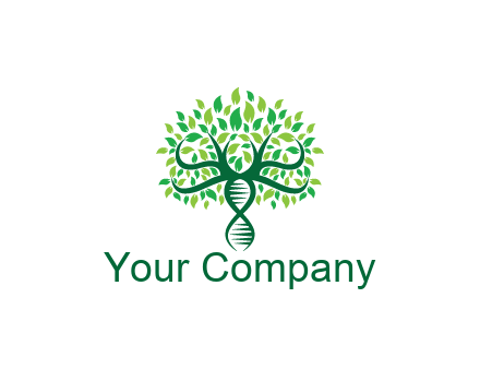 DNA strand with leaves forming tree
