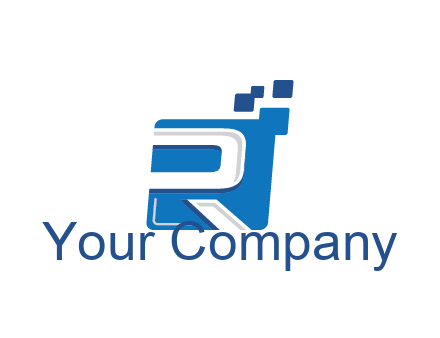 negative spacing letter R in square with pixels