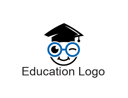face with spectacles wearing graduating hat