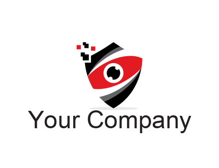 abstract eye in shield with pixels