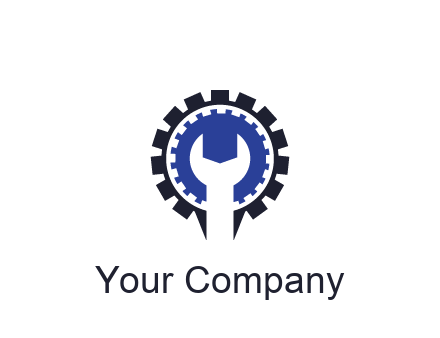 negative spacing of wrench in gear engineering logo