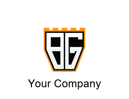 letter B and G in battlement construction logo