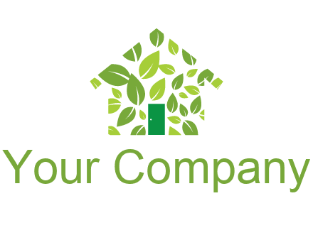leaves in abstract house real estate logo