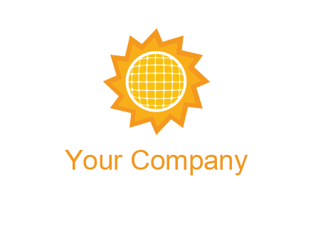 sun and solar panel logo