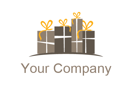 gift boxes with ribbon in a row logo