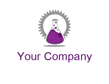 chemical flask and gear engineering logo