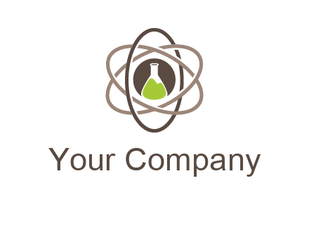 chemical flask and electron field research logo