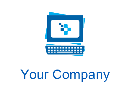 pixel in monitor and keyboard IT logo