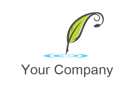 green quill poised on flat circle logo