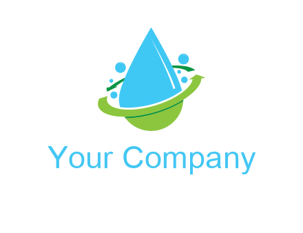 arrows and bubbles around water droplet cleaning logo