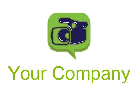 movie camera inside speech bubble logo