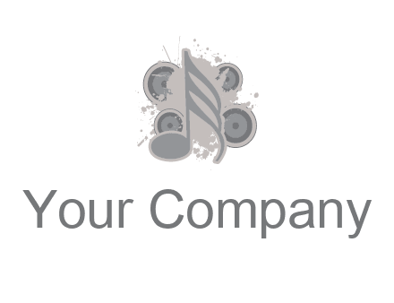 music note inside the splash with speakers logo