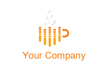 music bars forming coffee cup with notes logo