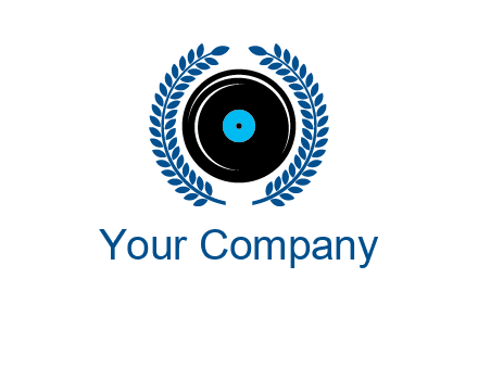 music disk inside laurel wreath logo