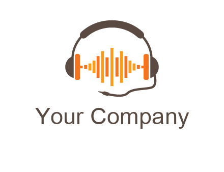 music waves between headphone logo