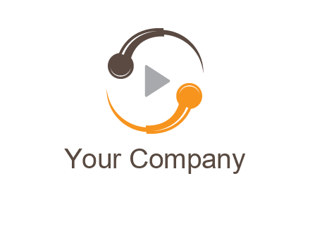 mic forming circle with play music icon logo