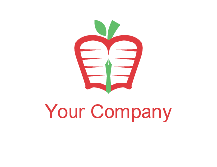 book in apple shape and pen