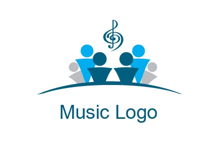 abstract children with music note logo