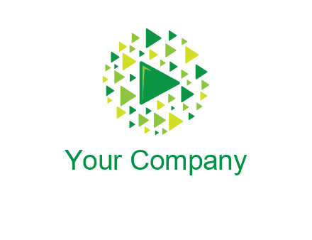 isolated play triangles symbols in circle logo