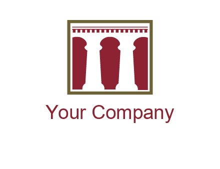 supporting pillars in a square logo