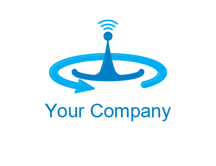 antenna with arrow in communication logo